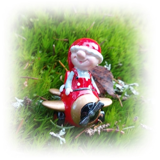 Tomtenissen Vimmelsson flyger flygplan..